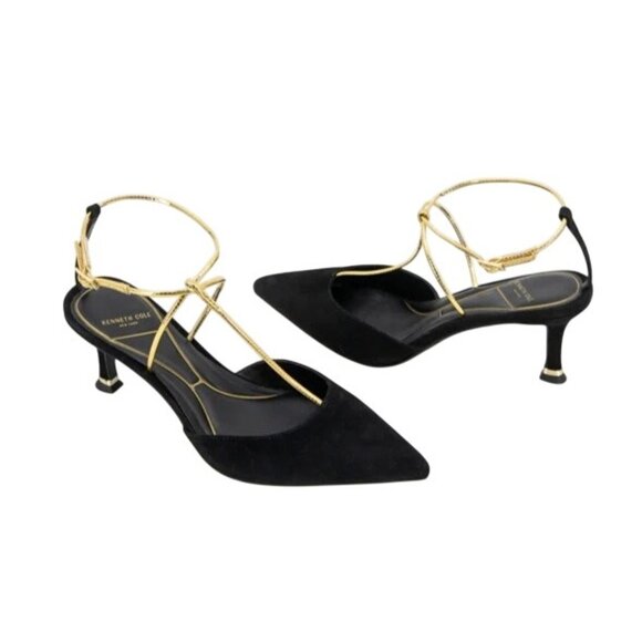 Kenneth Cole | Umi T-Strap Suede Heel in BLACK SUEDE, Size: 11 - Picture 1 of 4